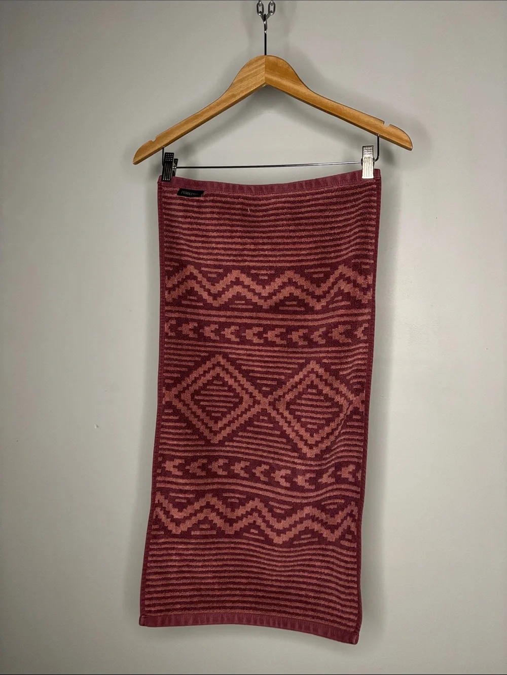 Pendleton Hand Towel Ganado Stripe Maroon Dusty Rose